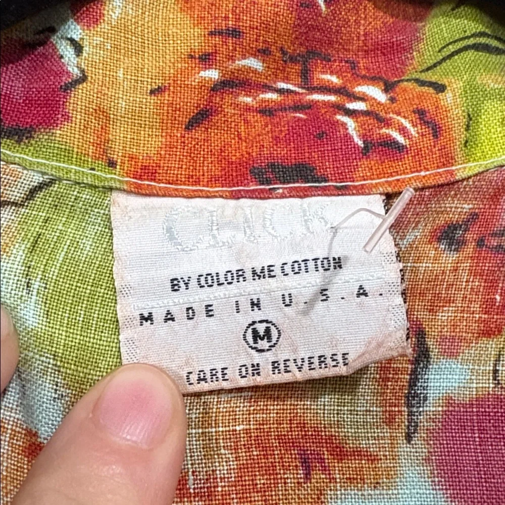 100% linen vintage 90s Y2k artsy floral cropped button up jacket‎ phoebe